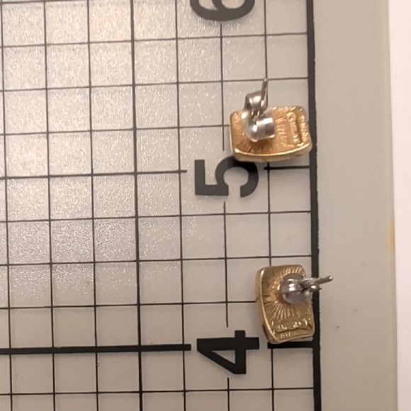 Napier Gold and Pearl Stud Earrings - Picture 3 of 4